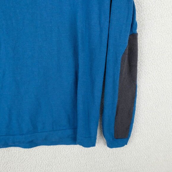 Fred Perry Sweater Mens Small Blue Wool Crew Knit Stretch Preppy Logo - Picture 4 of 9
